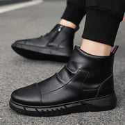 Black Boots for Men Fashion Leather Shoes Platform Ankle Boots Outdoor Comfortable Soft Men Motorcycle Booties Botas Hombre Piel MU Group