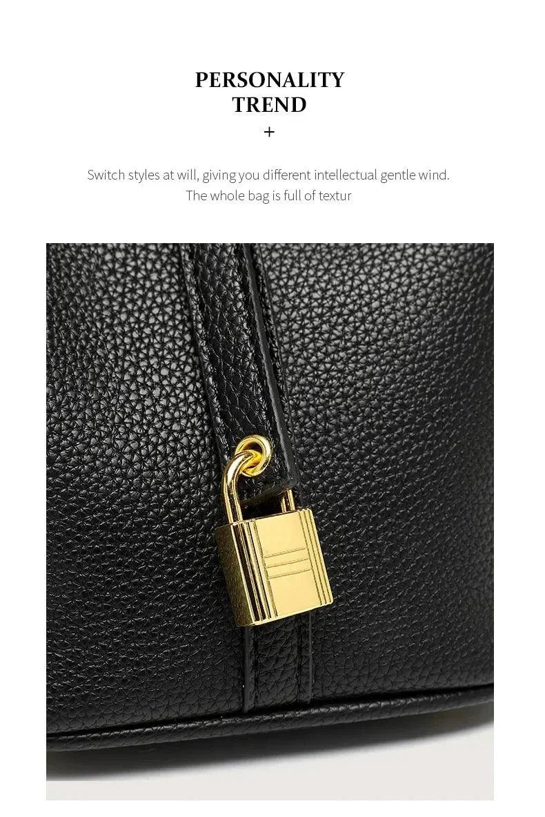 Sac à Main Femme en Forme de Seau – Sac Picotin avec Motif Lychee, Sac à Bandoulière Tendance - Justyol