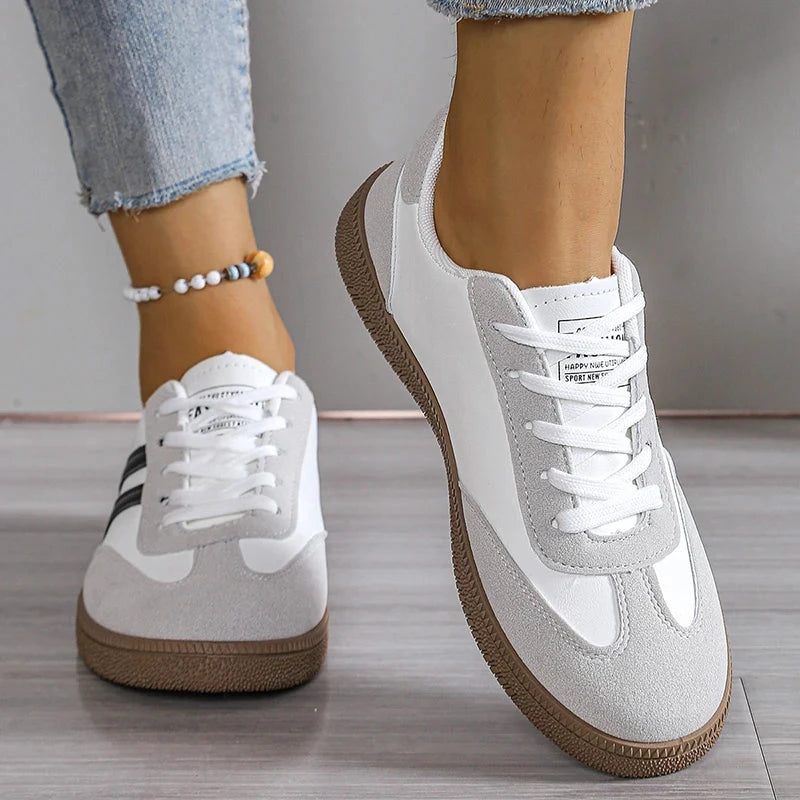 Spring Autumn Platform Sneakers Women Fashion Mixed Colors Lace-Up Sport Shoes Woman Comfortable Non Slip Flat Trainers Female MU Group