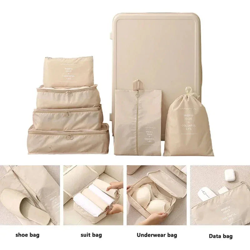Ensemble de 11pcs Organisateurs de Voyage – Sacs de Rangement pour Vêtements, Articles de Toilette, Chaussures, et Accessoires - Justyol