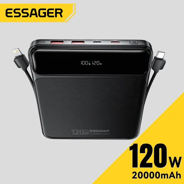 Essager Power Bank 120W 20000mAh Charge Rapide PD pour PC Portable Maroc
