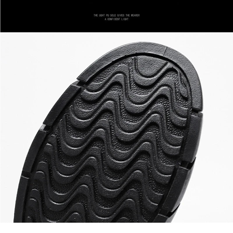 Black Boots for Men Fashion Leather Shoes Platform Ankle Boots Outdoor Comfortable Soft Men Motorcycle Booties Botas Hombre Piel MU Group