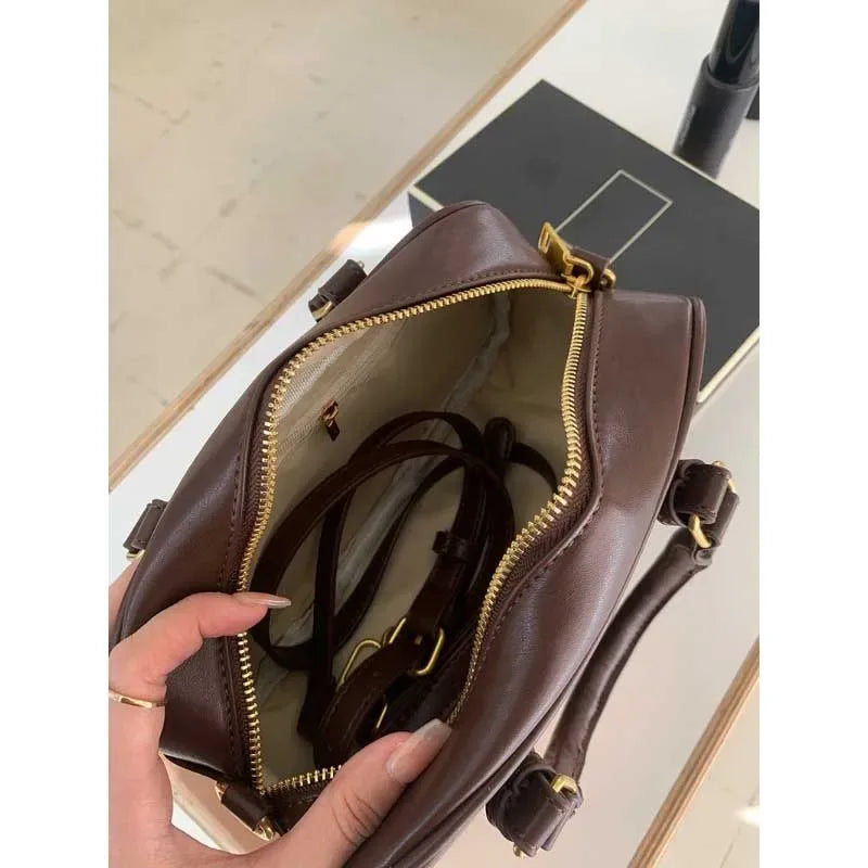 Sac à Main Femme Vintage en Cuir PU – Sac Bandoulière Retro, Sac Croisé à Couleur Unie - Justyol
