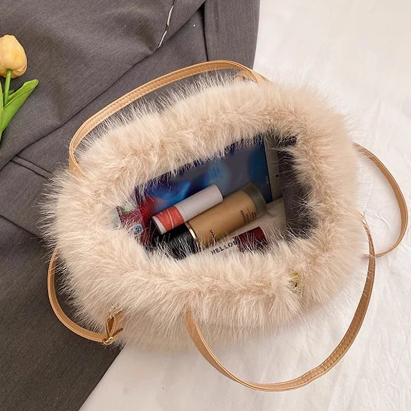 Sac à Main Femme – Sac Fourrure Synthétique Hiver