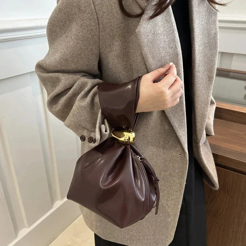 Petit Sac Sous l'Aisselle Femme – Sac Plissé en Cuir PU, Sac à Bandoulière Rétro Élégant, Sac à Main Mode - Justyol