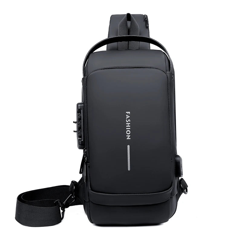 Sac Bandoulière Homme Antivol avec Port USB – Sac Poitrine Multifonction Étanche