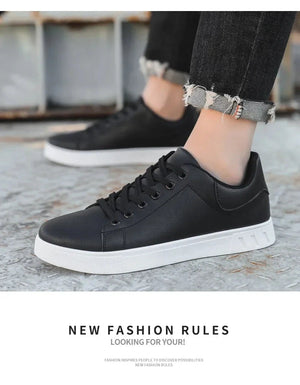 Classic Men Leather Shoes Thick-soled Casual Sneakers Trendy Lace-up Walking Shoes Spring Anti-slip Comfortable Vulcanized Shoes MU Group