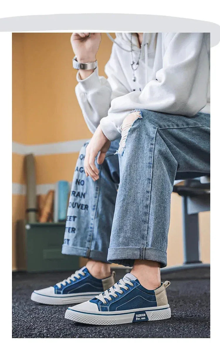 Chaussures Homme en Toile – Sneakers Skateboard Extérieures, Baskets Antidérapantes et Respirantes, Idéales pour la Marche et les Activités Casual