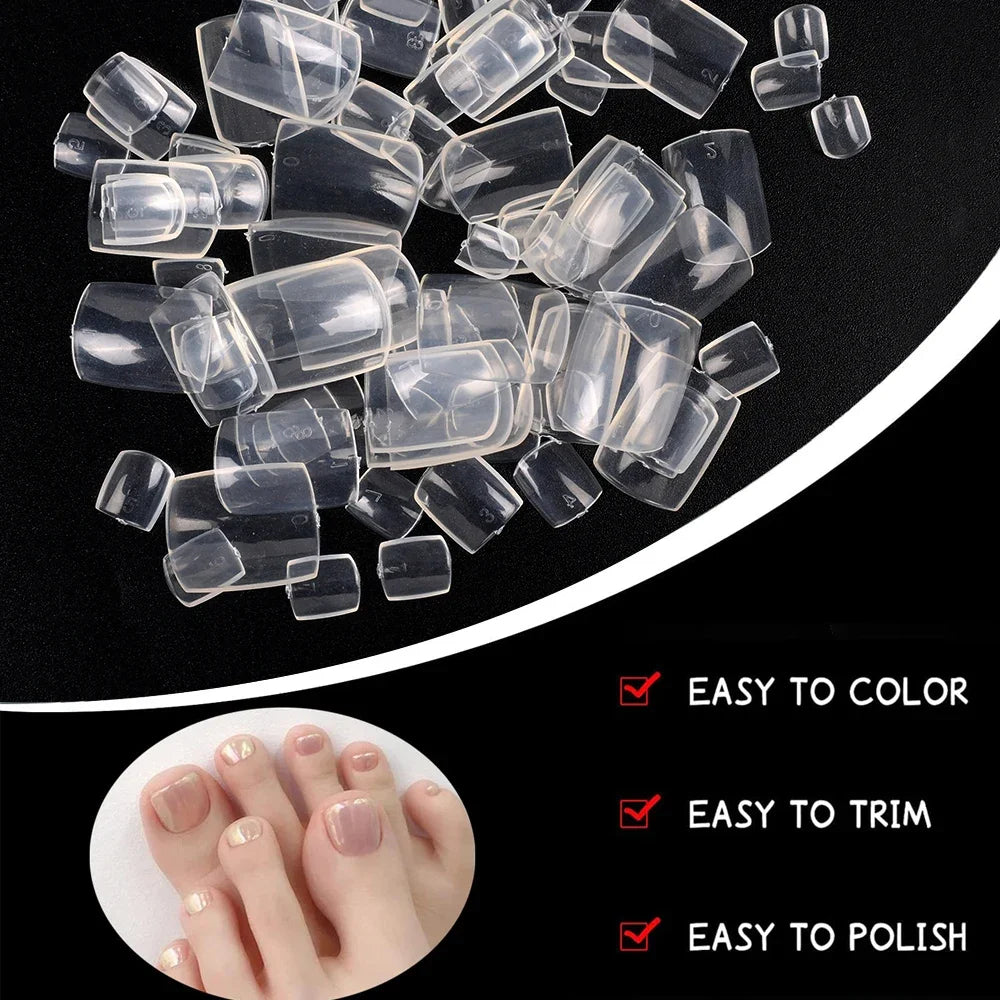 100 Pieces False Toe Nails Tip with Box Full Cover Toe Art Nails for Women 10 Sizes Nail Salon Foot Decoration Nail Manicure