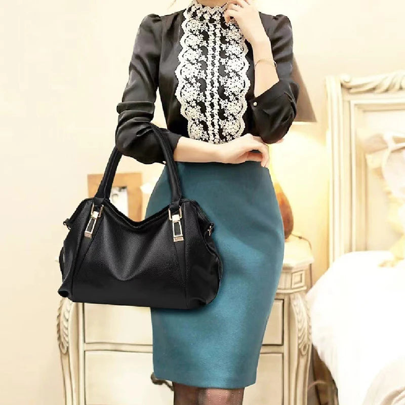 Sac à Main Femme Casual – Grand Sac Bandoulière en Couleur Unie et Pratique