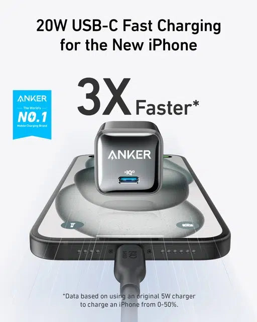 شاحن USB-C سريع 20 واط بتقنية الشحن الذكي