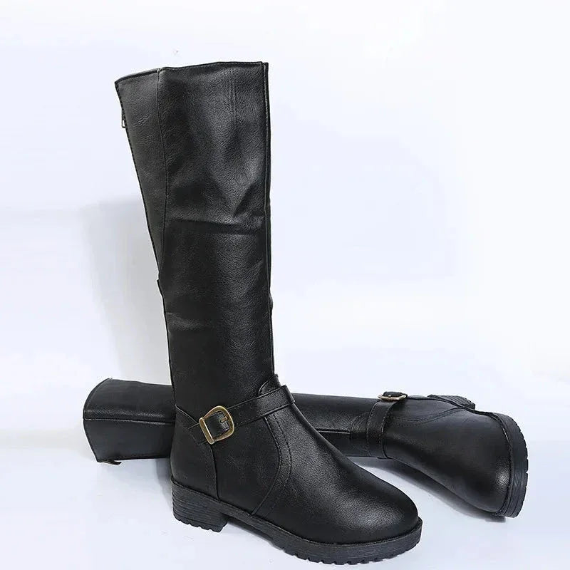 Bottes Femme Longues avec Fermeture Éclair Latérale – Confort et Élégance avec Talon Bas - Justyol