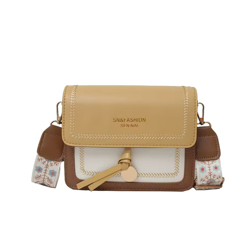 Sac à Main Femme Tendance – Sac Crossbody Petit Carré, Sac Bandoulière avec Bandoulière Large et Couleur Contrastée