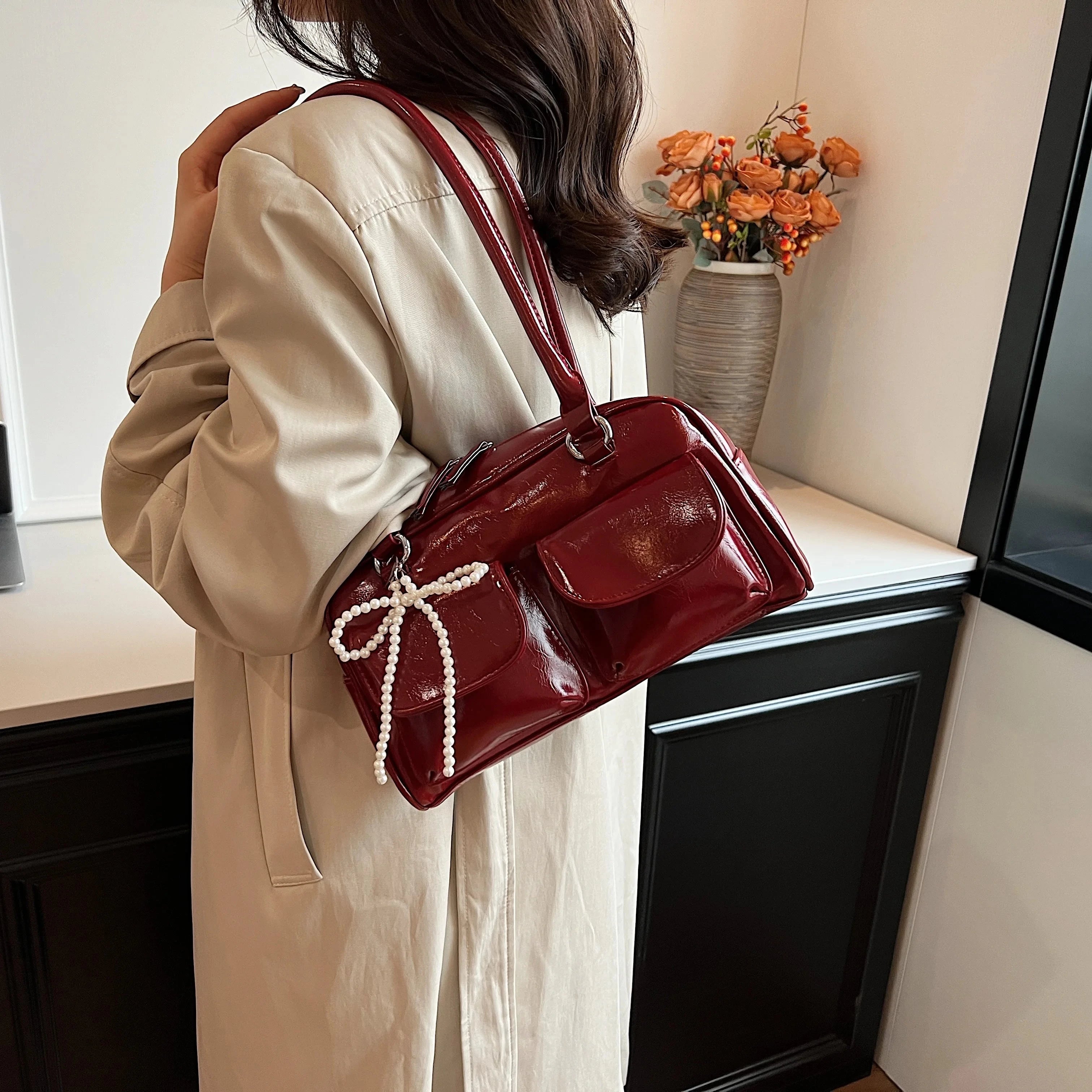 Fashionable Underarm Bow Bag for Women 2024 Korean Edition New Simple Leisure Pillow Bag Trendy Versatile Shoulder Bag MU Group