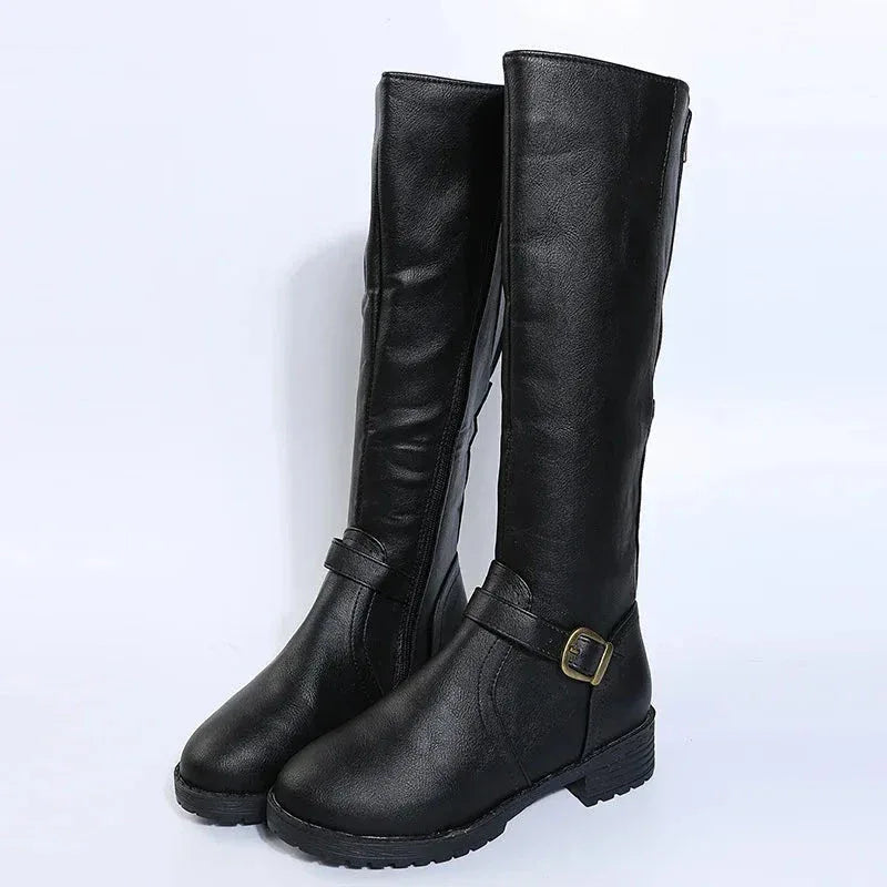 Bottes Femme Longues avec Fermeture Éclair Latérale – Confort et Élégance avec Talon Bas - Justyol