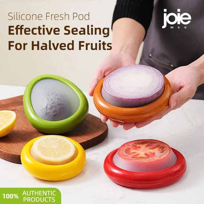 Joie Silicone Storage Box Fruit Vegetable Container Stretch Pod Airtight Avocado Tomato Lemon Onion Fresh-Keeping Anti-oxidation MU Group