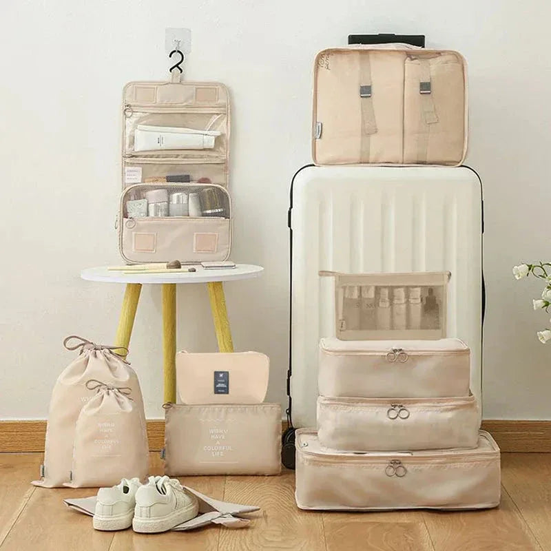 Ensemble de 11pcs Organisateurs de Voyage – Sacs de Rangement pour Vêtements, Articles de Toilette, Chaussures, et Accessoires - Justyol