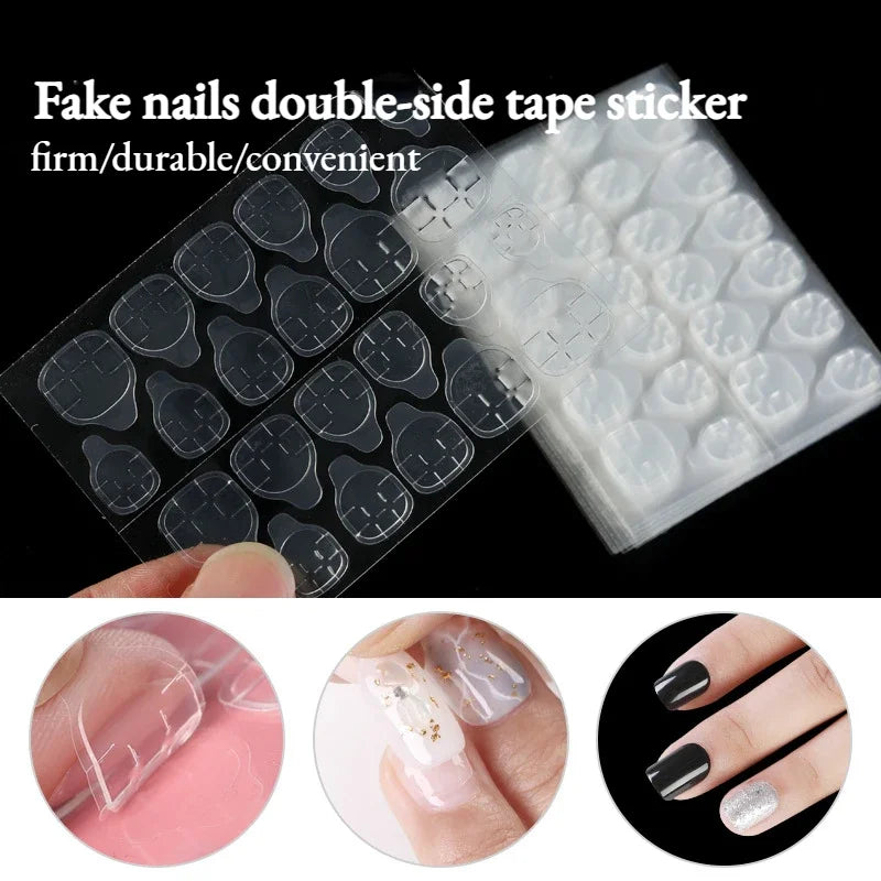 1/3/5/10/20 Feuilles Autocollants pour Faux Ongles Transparent Adhésif Double-Face Bandes de Pression pour Extension d'Ongles Faux Bout Coller Outil de Maquillage