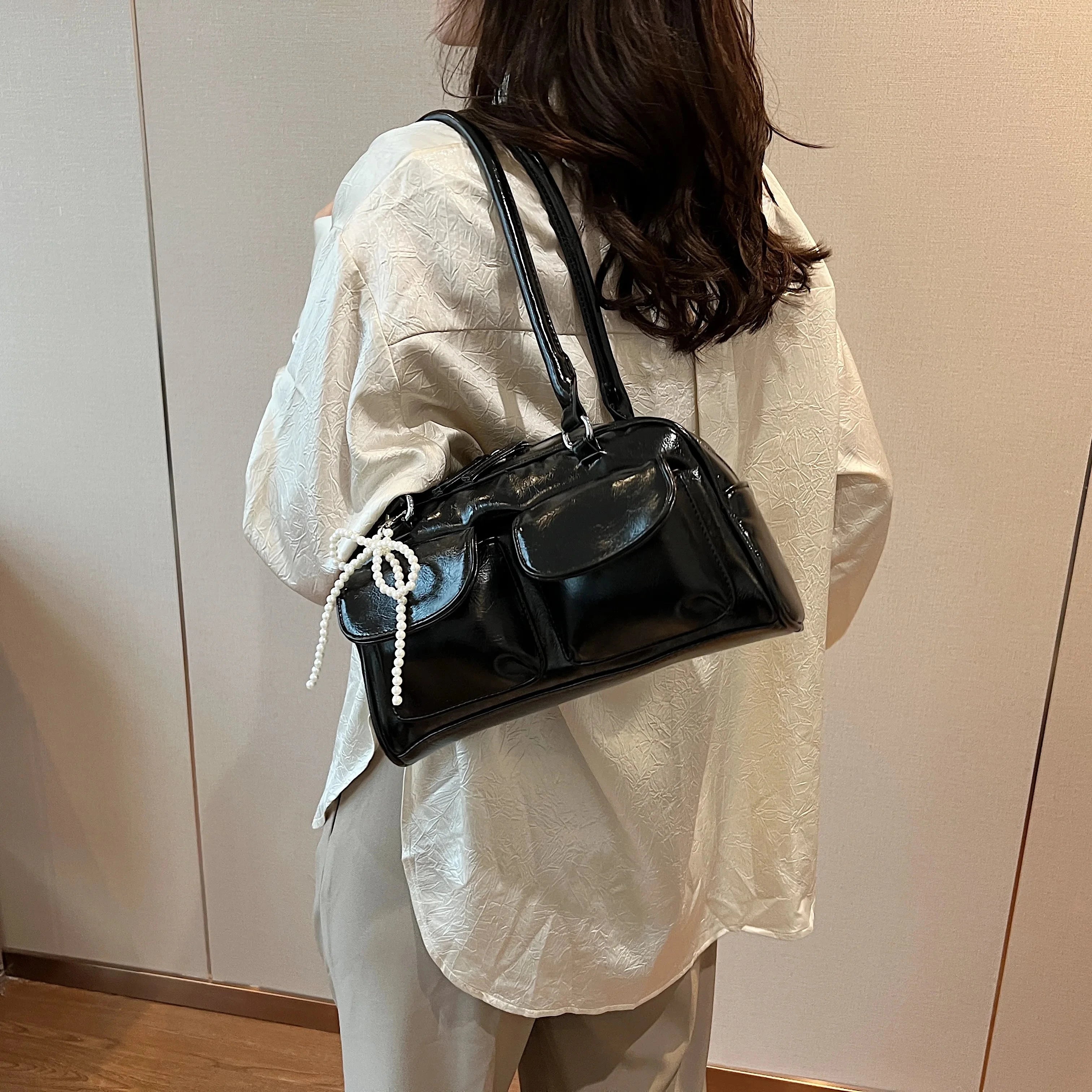 Fashionable Underarm Bow Bag for Women 2024 Korean Edition New Simple Leisure Pillow Bag Trendy Versatile Shoulder Bag MU Group