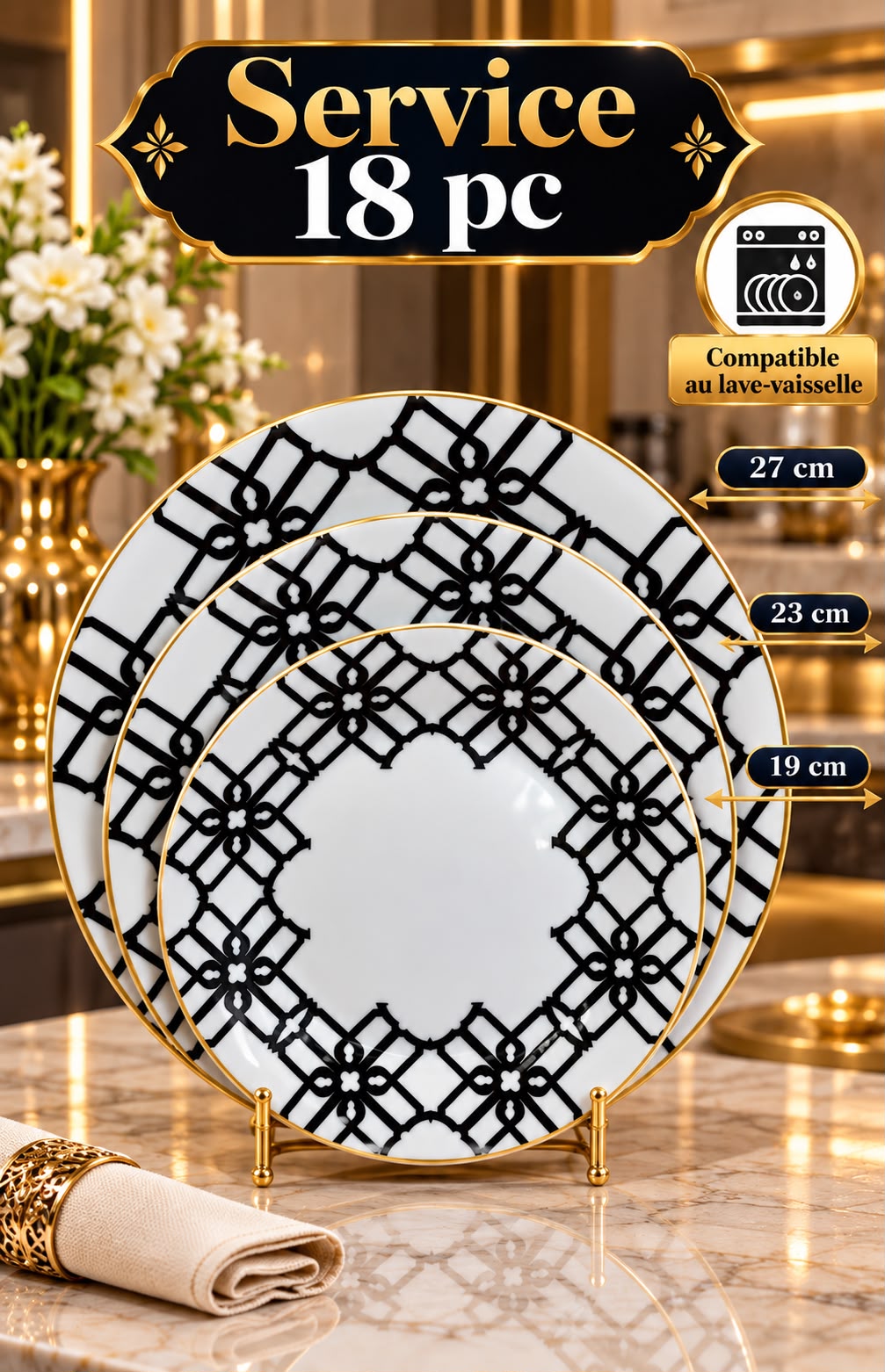 SERVICE 18 PC NOIR