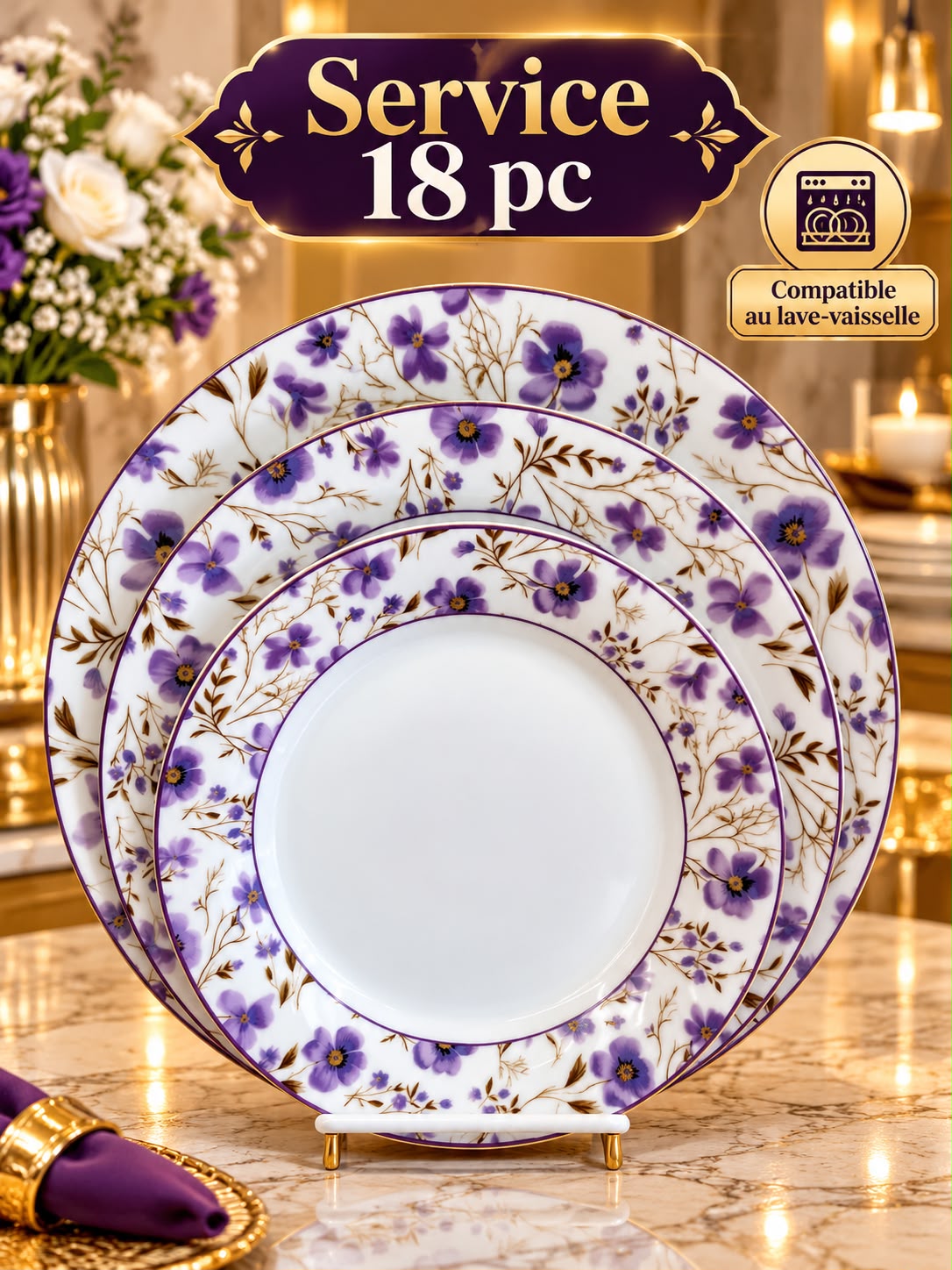 SERVICE 18PC VIOLET FLEUR