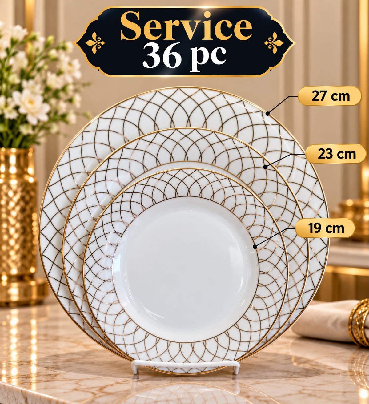 SERVICE 36PV BLANC DORE MOTIF VM26