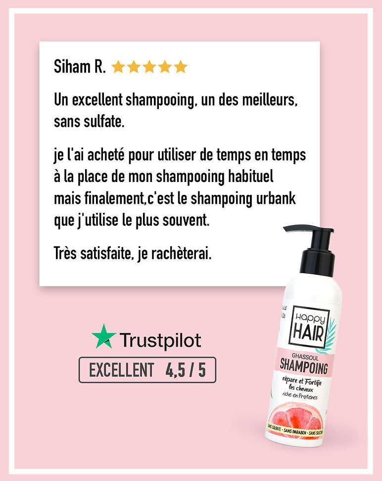 SHAMPOING Naturel au GHASSOUL Sans Sulfate Sans Silicone 250 ML | UrbanK URBANK
