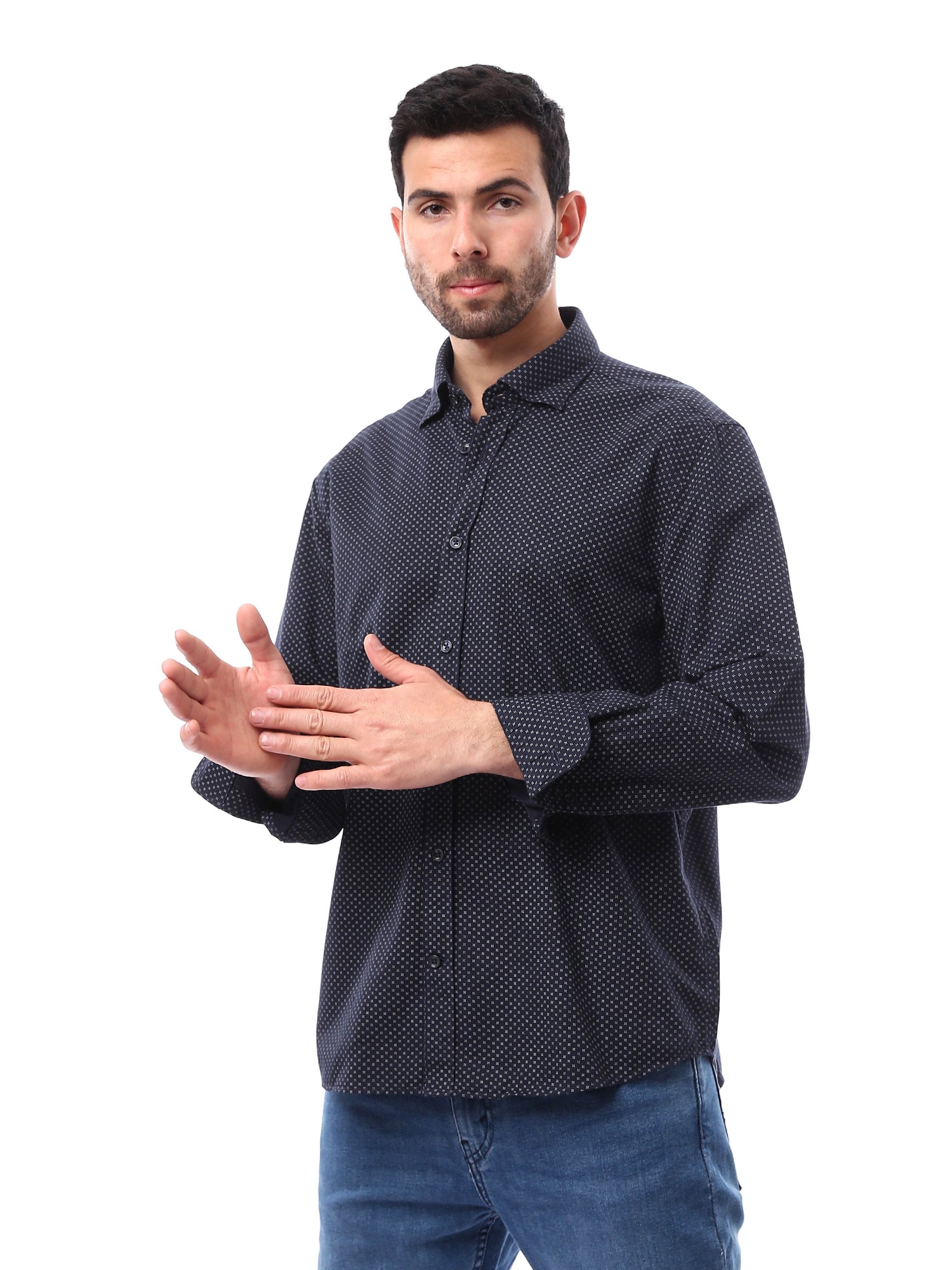 Chemise pour homme à manches longues avec motifs circulaires - SHI24SACR17414TM1