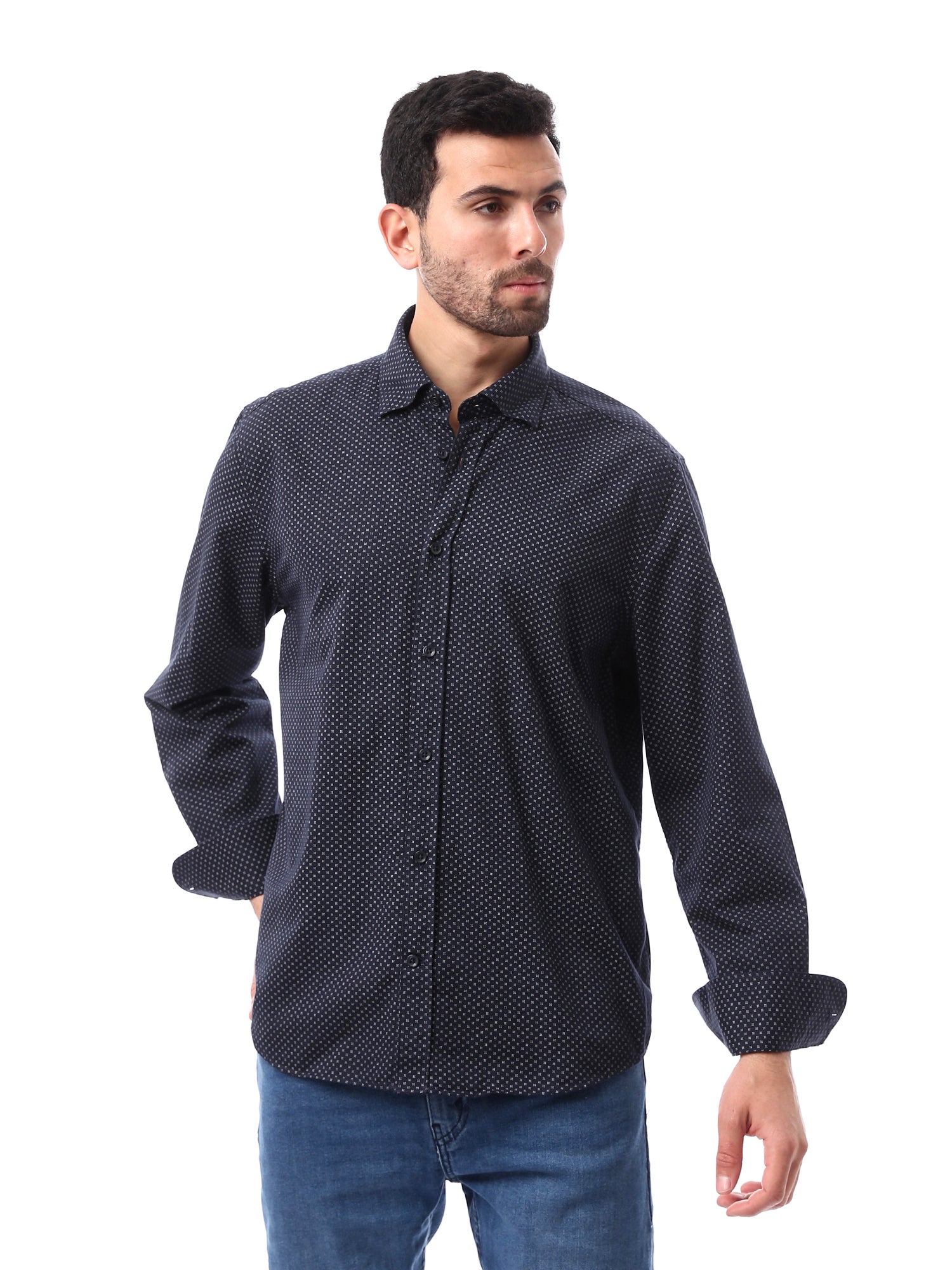 Chemise pour homme à manches longues avec motifs circulaires - SHI24SACR17414TM1