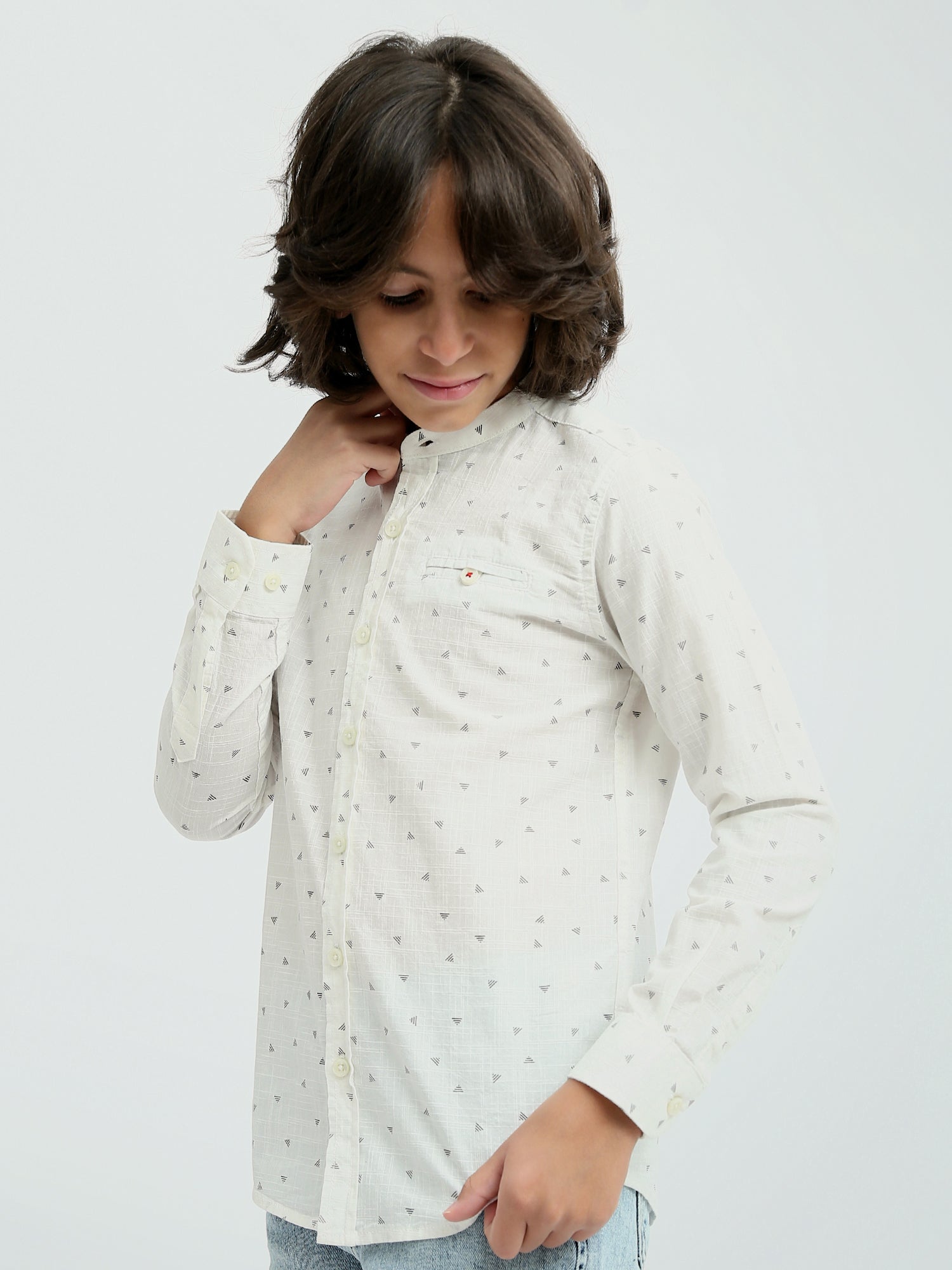 T-shirt pour enfants à manches longues avec motifs triangulaires - SHI24SASS31135TB1