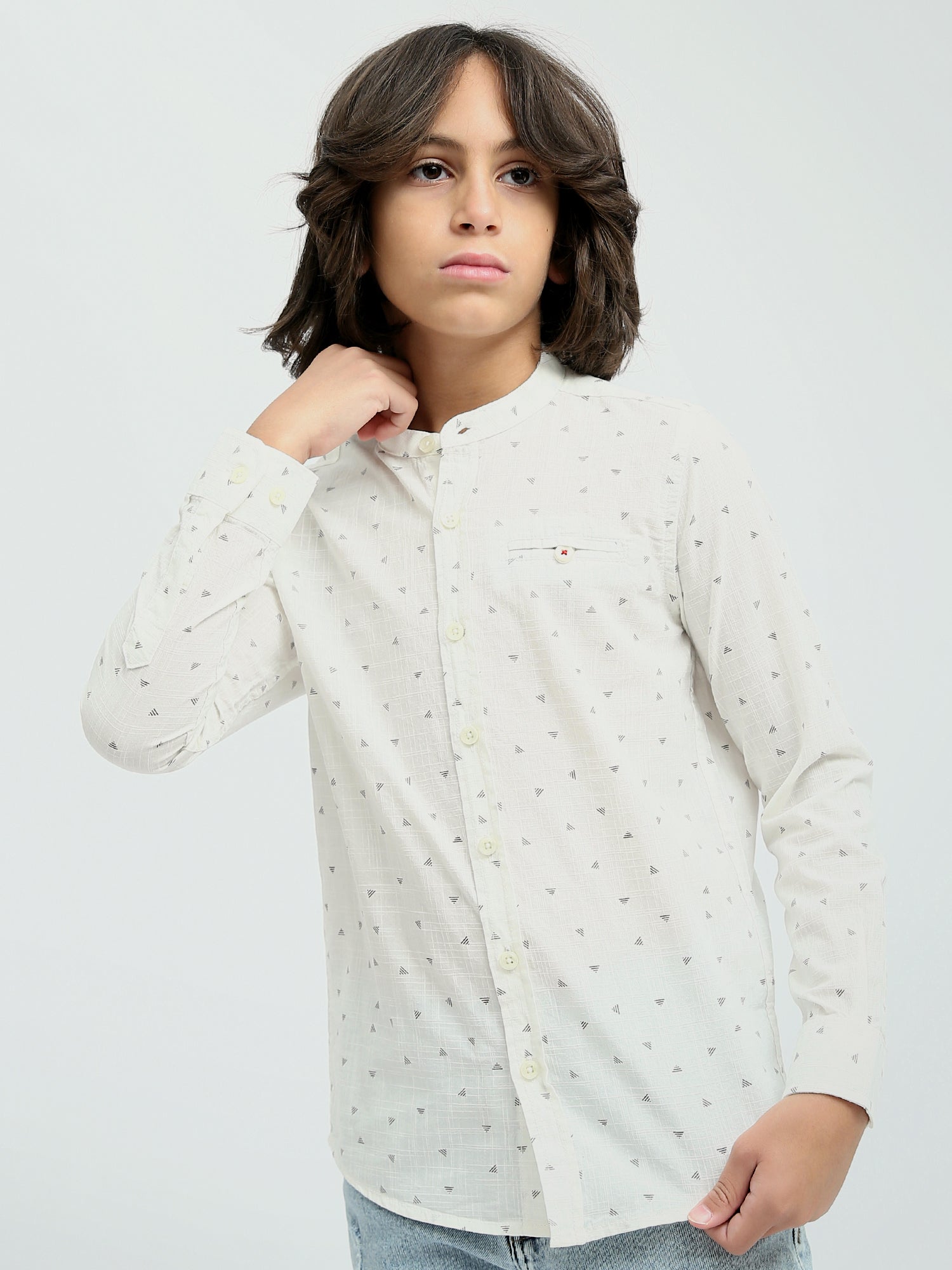 T-shirt pour enfants à manches longues avec motifs triangulaires - SHI24SASS31135TB1