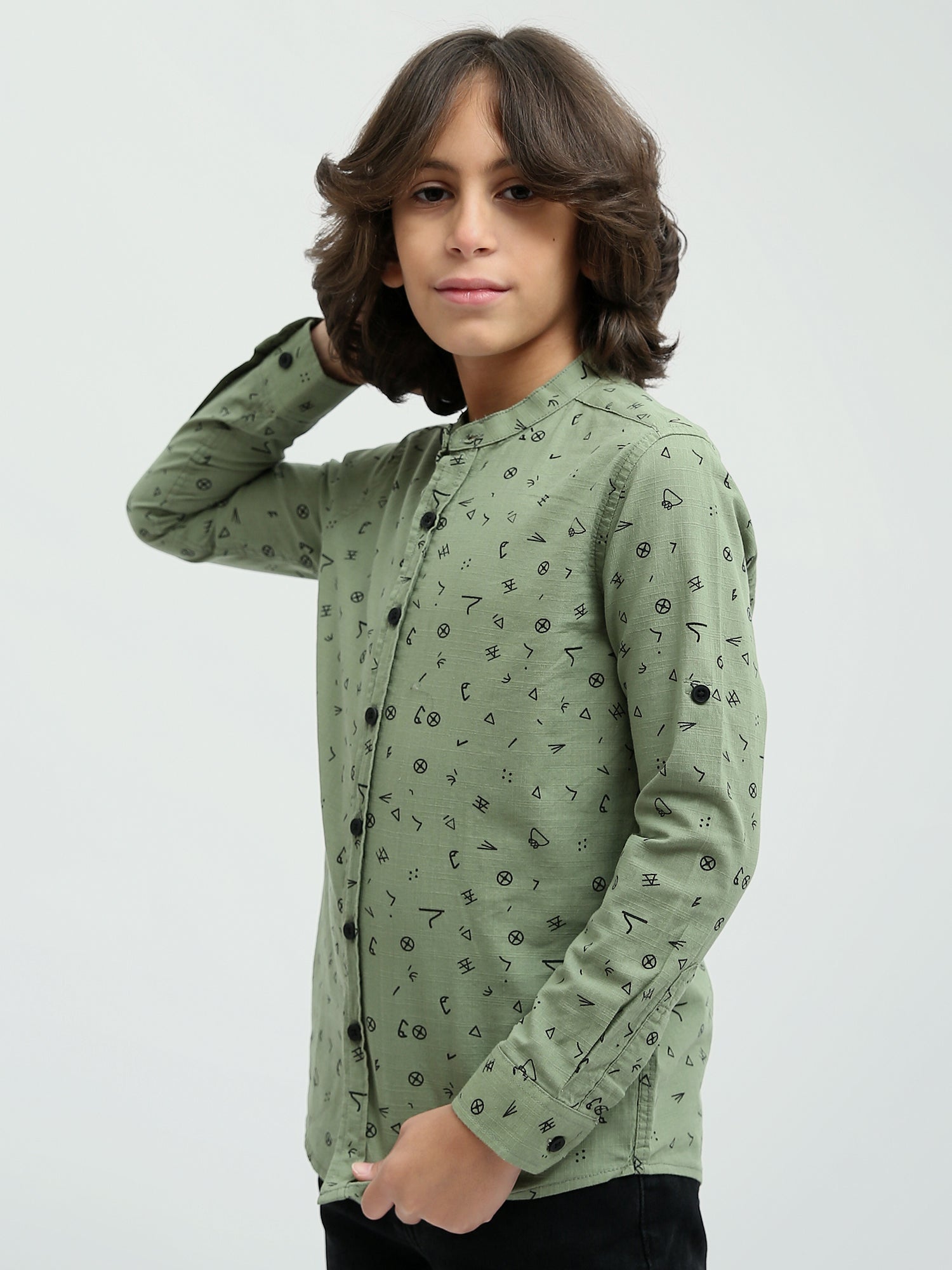 Chemise Enfant à Manches Longues – Design Moderne avec Impressions Uniques - SHI24SASS31136TJ1