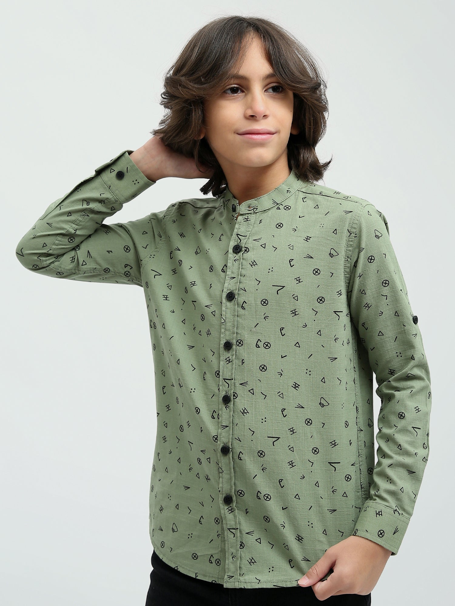 Chemise Enfant à Manches Longues – Design Moderne avec Impressions Uniques - SHI24SASS31136TJ1