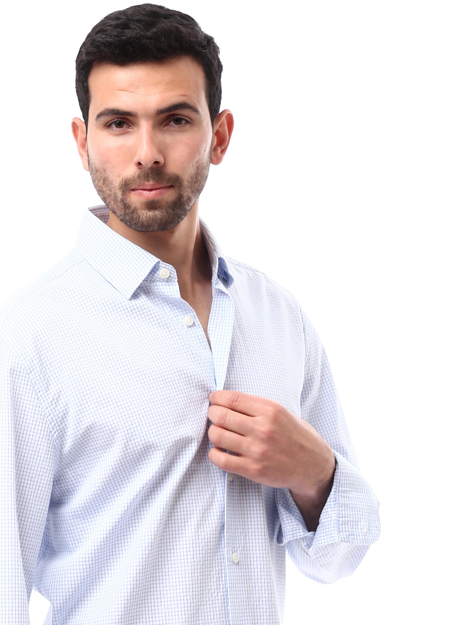 Polo homme à manches longues – coloris rose clair avec design en maille – SHI24SCCR17413TM1