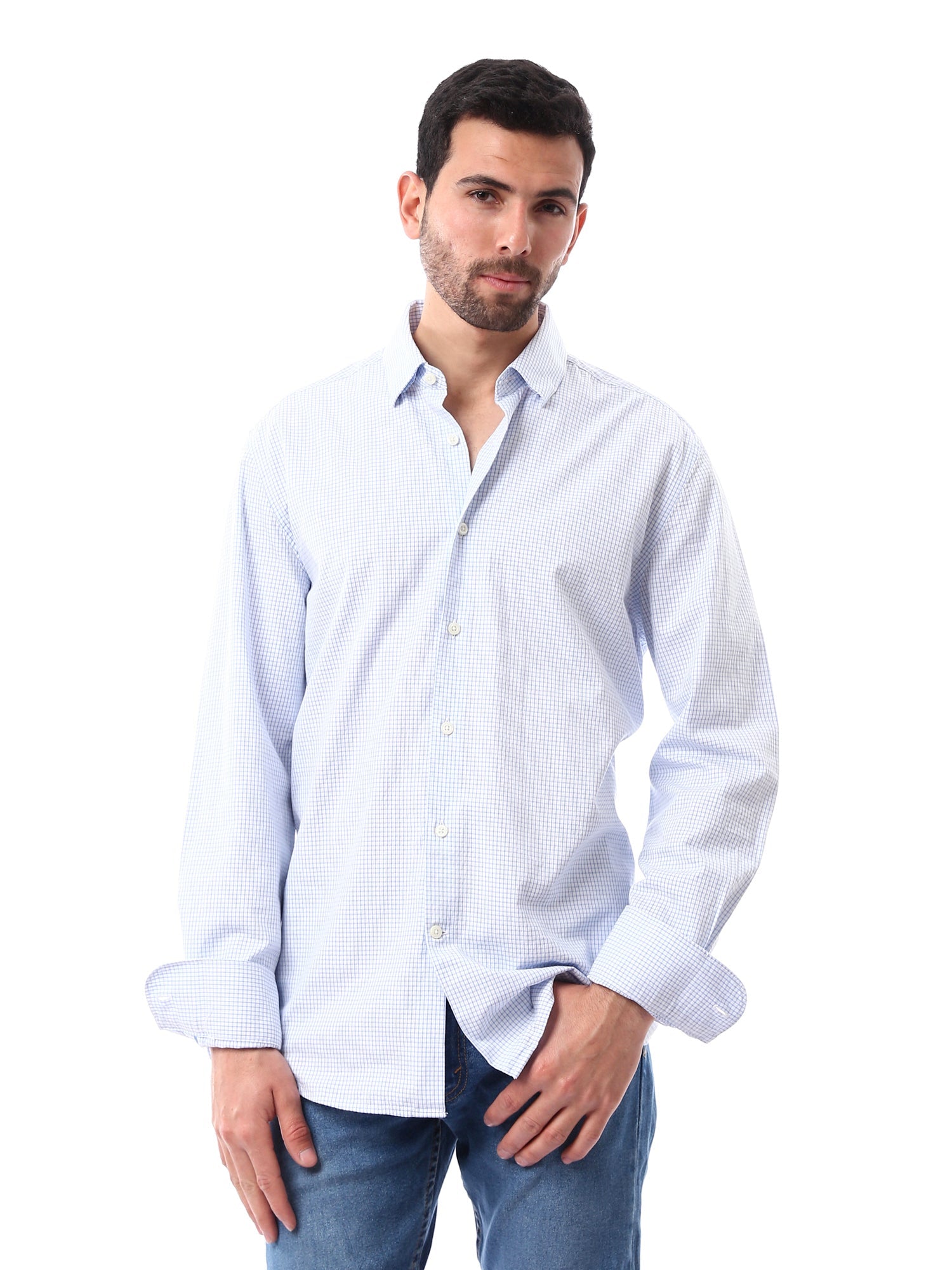 <tc>Polo à manches longues pour hommes, couleur rose clair avec design en maille - SHI24SCCR17413TM1</tc>