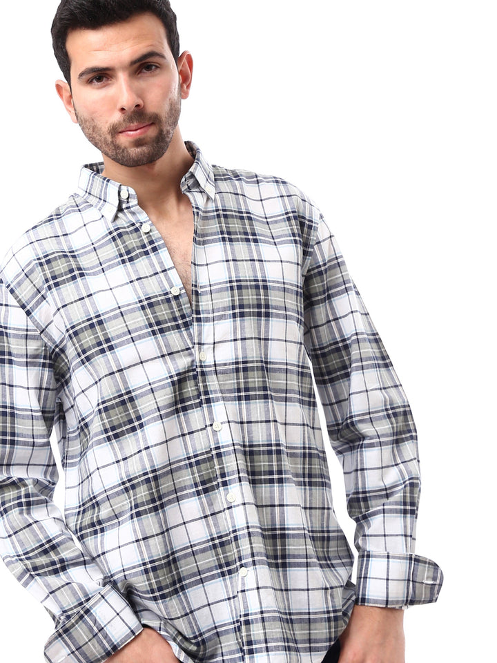 قميص رجالي كاروهات كلاسيكي بأكمام طويلة - SHI24SCIR17406TM1