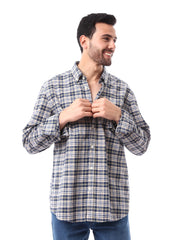 قميص رجالي كاروهات بأكمام طويلة وتصميم مريح - SHI24SCIR17407TM1