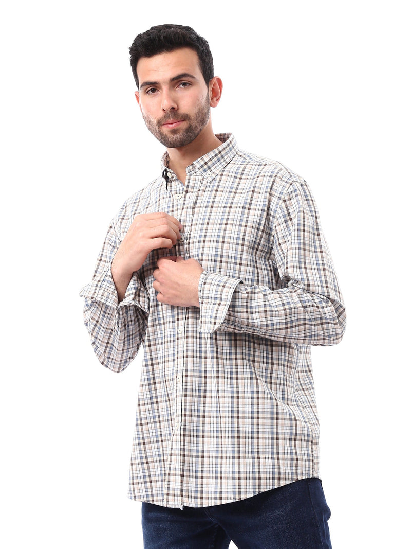 قميص بكم طويل للرجال كاروهات كلاسيكي أنيق - SHI24SCOR17408TM1