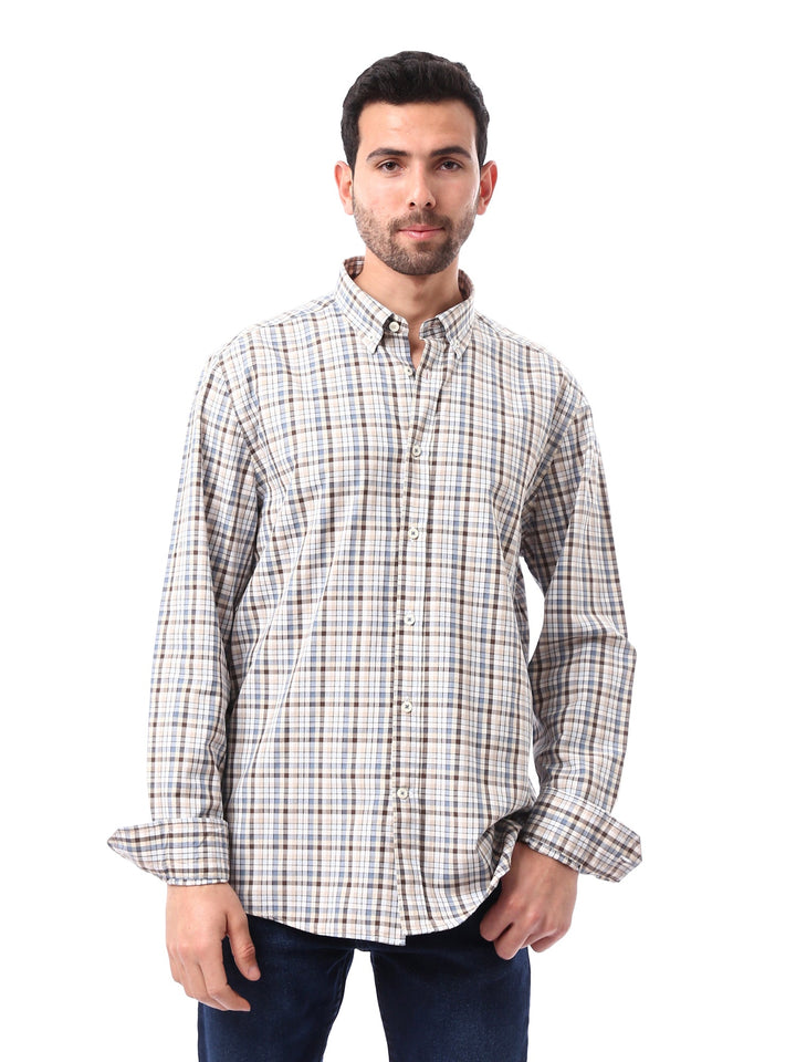 Chemise homme à manches longues à carreaux, classique et élégante – SHI24SCOR17408TM1