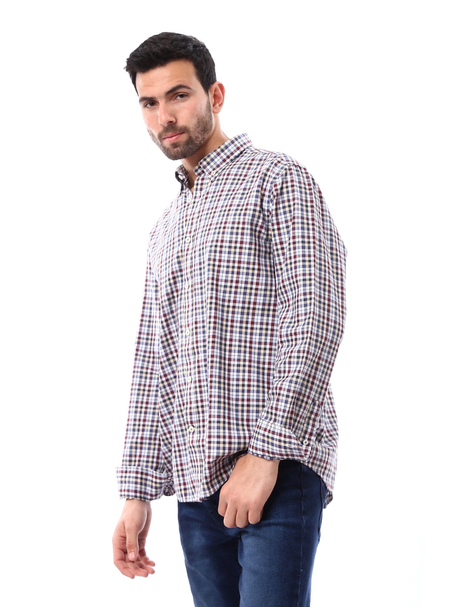 Chemise homme à manches longues à carreaux, classique et élégante – SHI24SCOR17408TM1