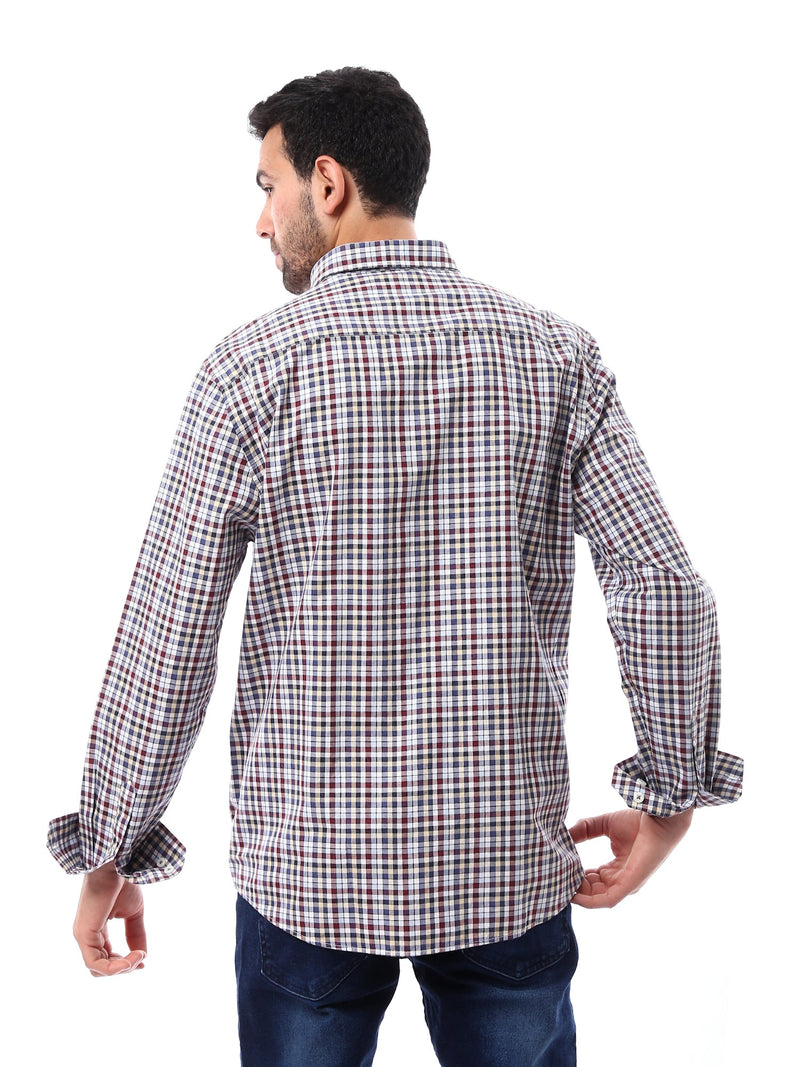 قميص بكم طويل للرجال كاروهات كلاسيكي أنيق - SHI24SCOR17408TM1