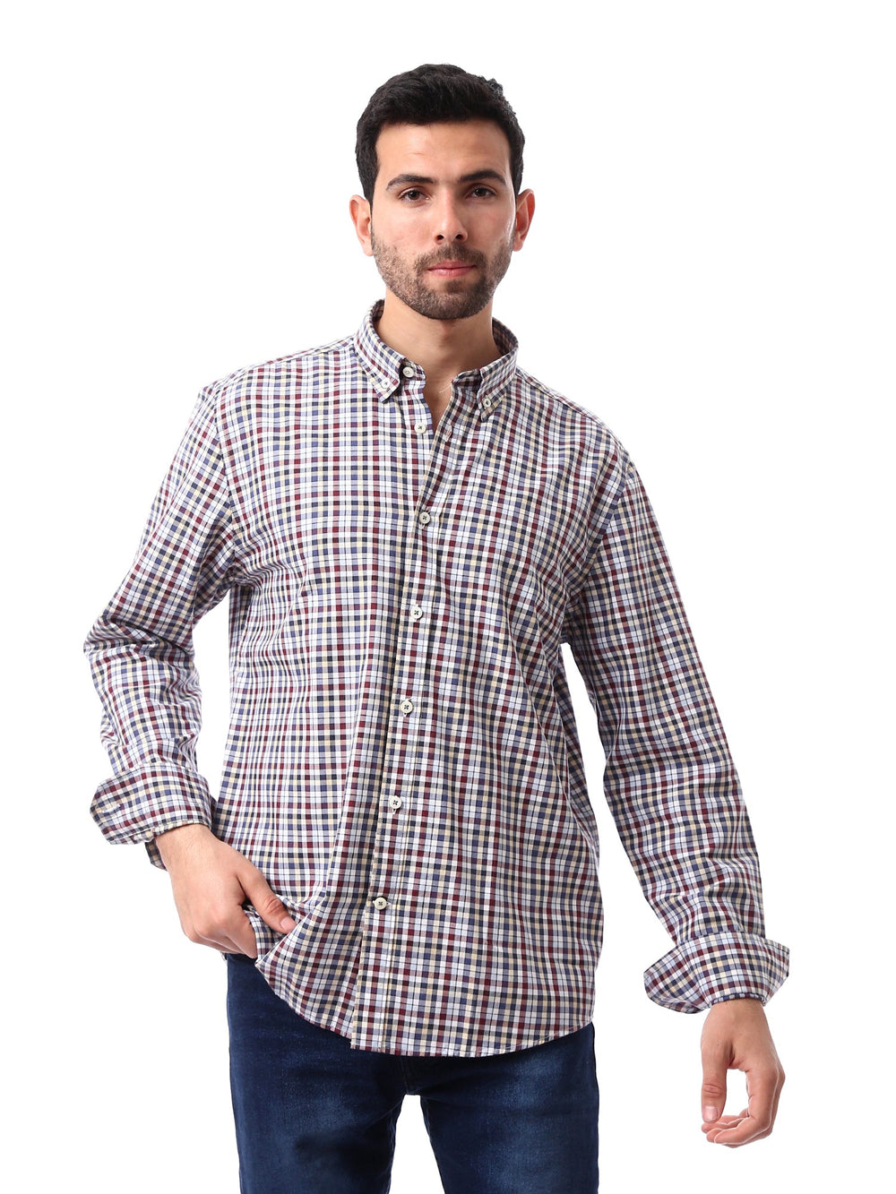 Chemise homme à manches longues à carreaux, classique et élégante – SHI24SCOR17408TM1