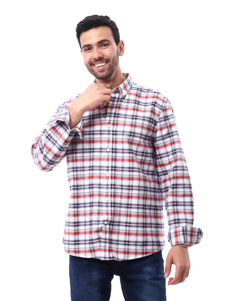 قميص رجالي كاروهات بأكمام طويلة - تصميم عصري ومريح - SHI24SCOR17410TM1