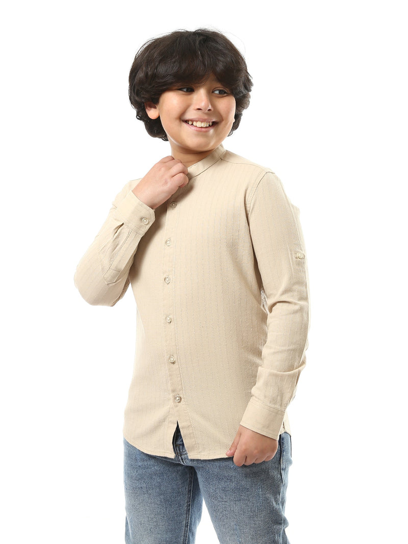Chemise garçon à manches longues avec boutons sur le devant – SHI24SECS31102TB1