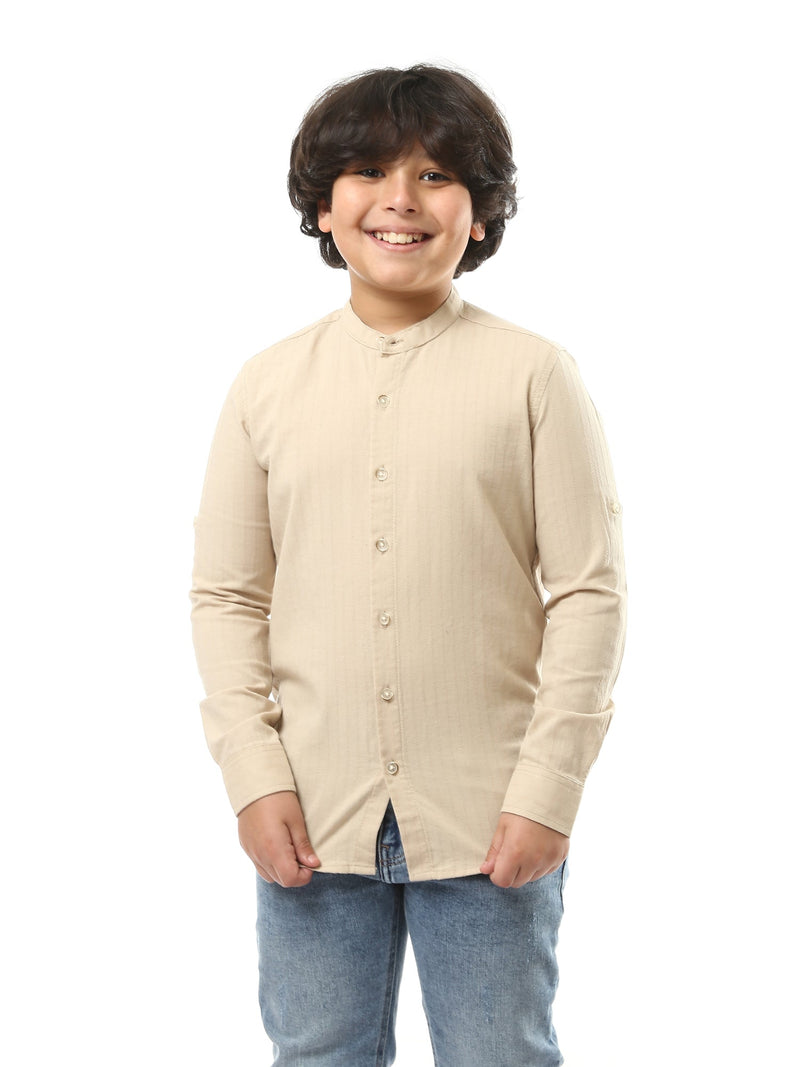 Chemise garçon à manches longues avec boutons sur le devant – SHI24SECS31102TB1