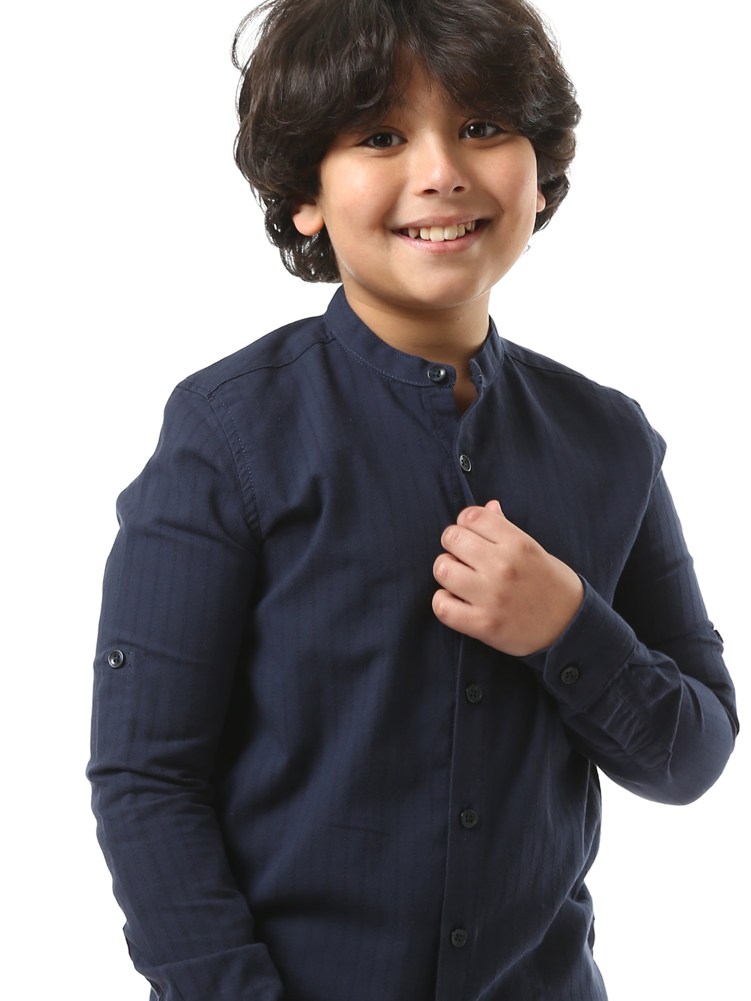 Chemise garçon à manches longues avec boutons sur le devant – SHI24SECS31102TB1