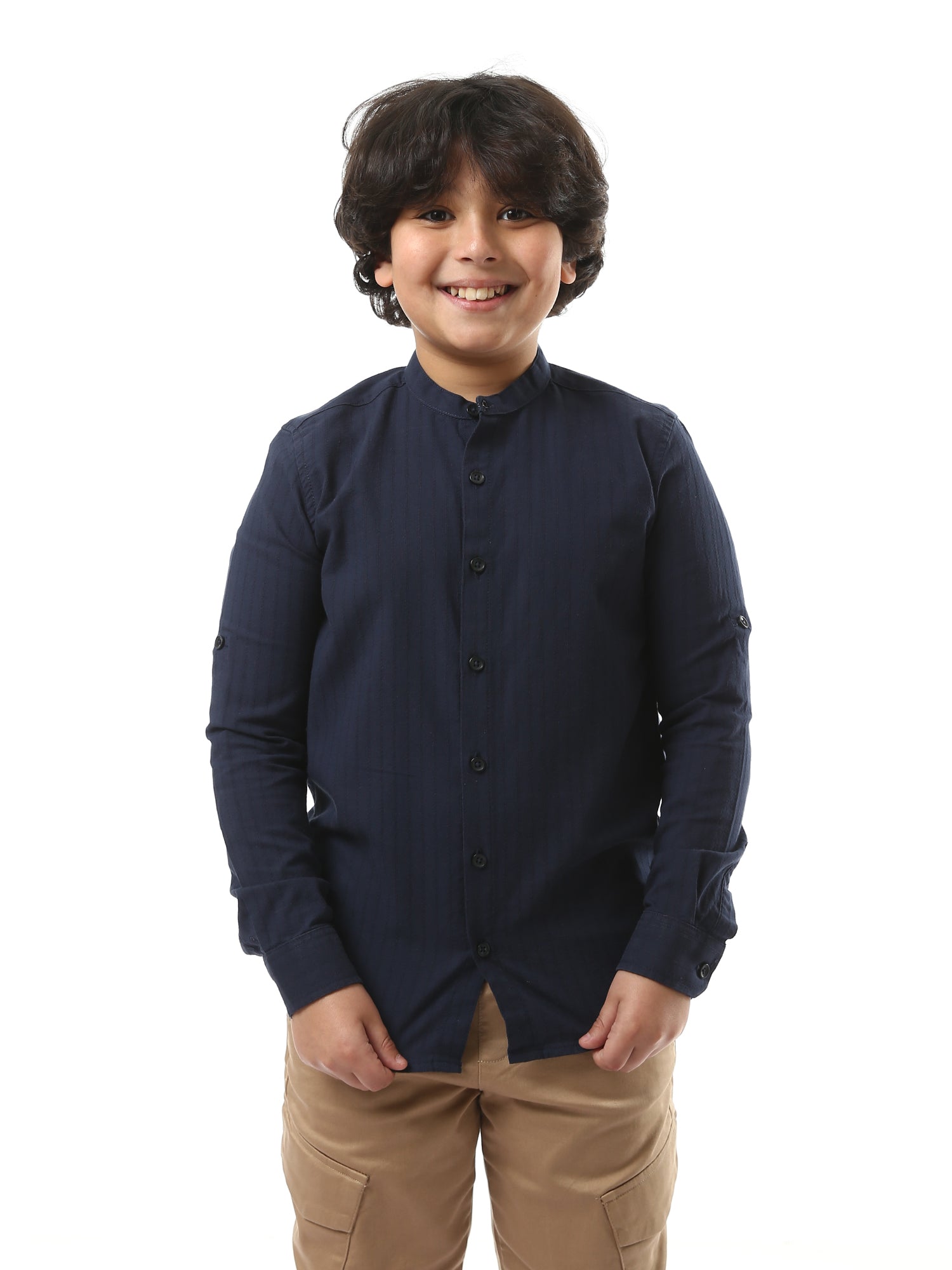 Chemise garçon à manches longues avec boutons sur le devant – SHI24SECS31102TB1