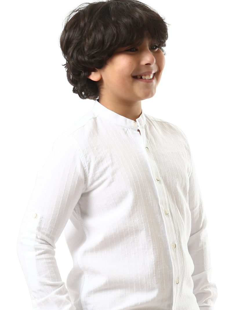 Chemise garçon à manches longues avec boutons sur le devant – SHI24SECS31102TB1