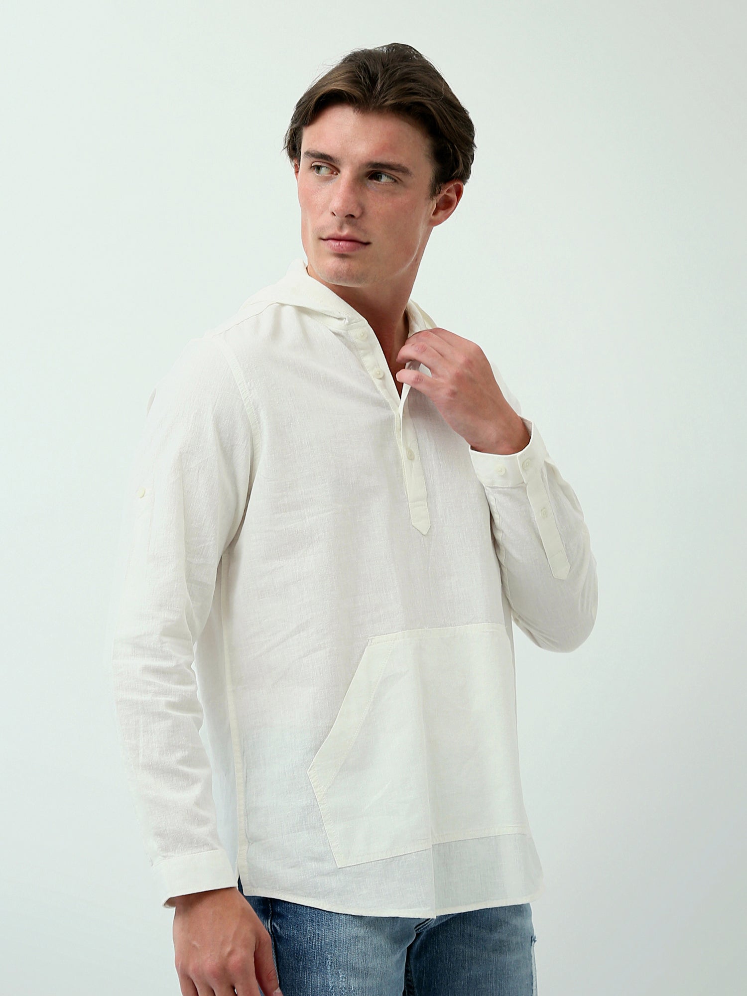 Chemise pour homme à manches longues au design moderne avec poche avant - SHI24SEIH19548TM1