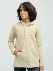 Chemise pour garçon à manches longues au design pratique avec capuche - SHI24SEIH31104TB1